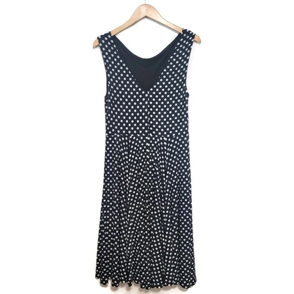 Eva Franco Black and White Polka Dot Dress Sleeveless Midi Flowy Party Summer 8 - Picture 9 of 14